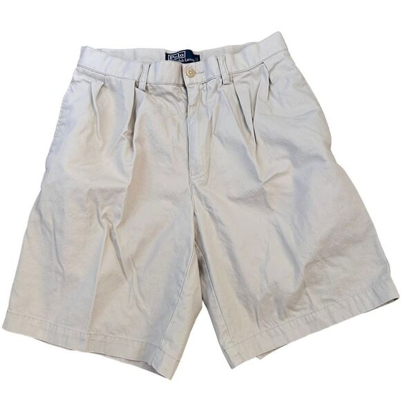 Polo Ralph Lauren ~ Classic Khaki Pleated Shorts ~ 100% Cotton ~ size 30 - Picture 1 of 9